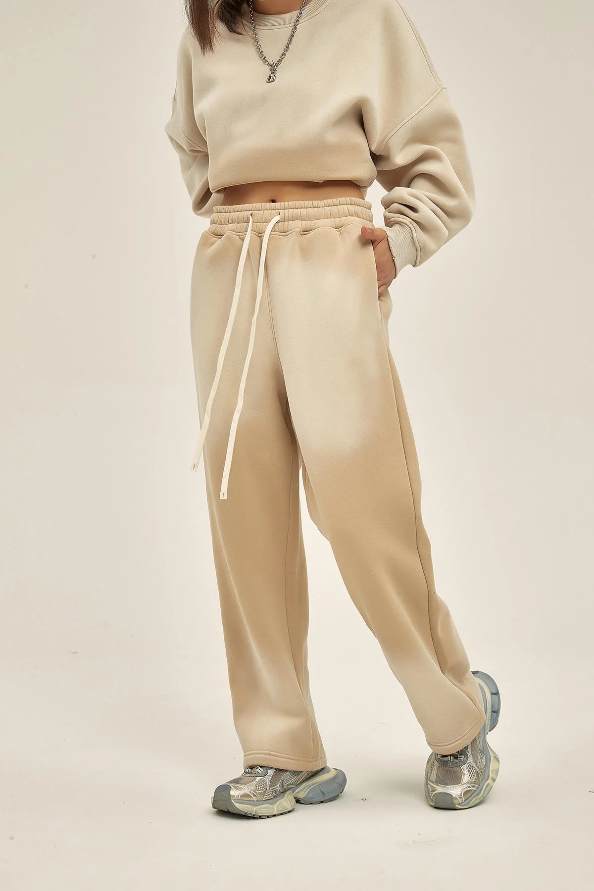 Alternative view of Batik Distressed Sports Women Beige Pants