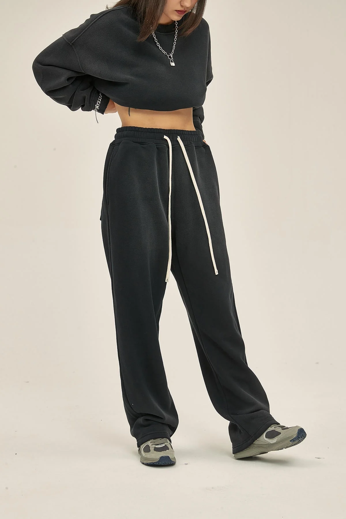 Alternative view of Batik Distressed Sports Women Black Pants