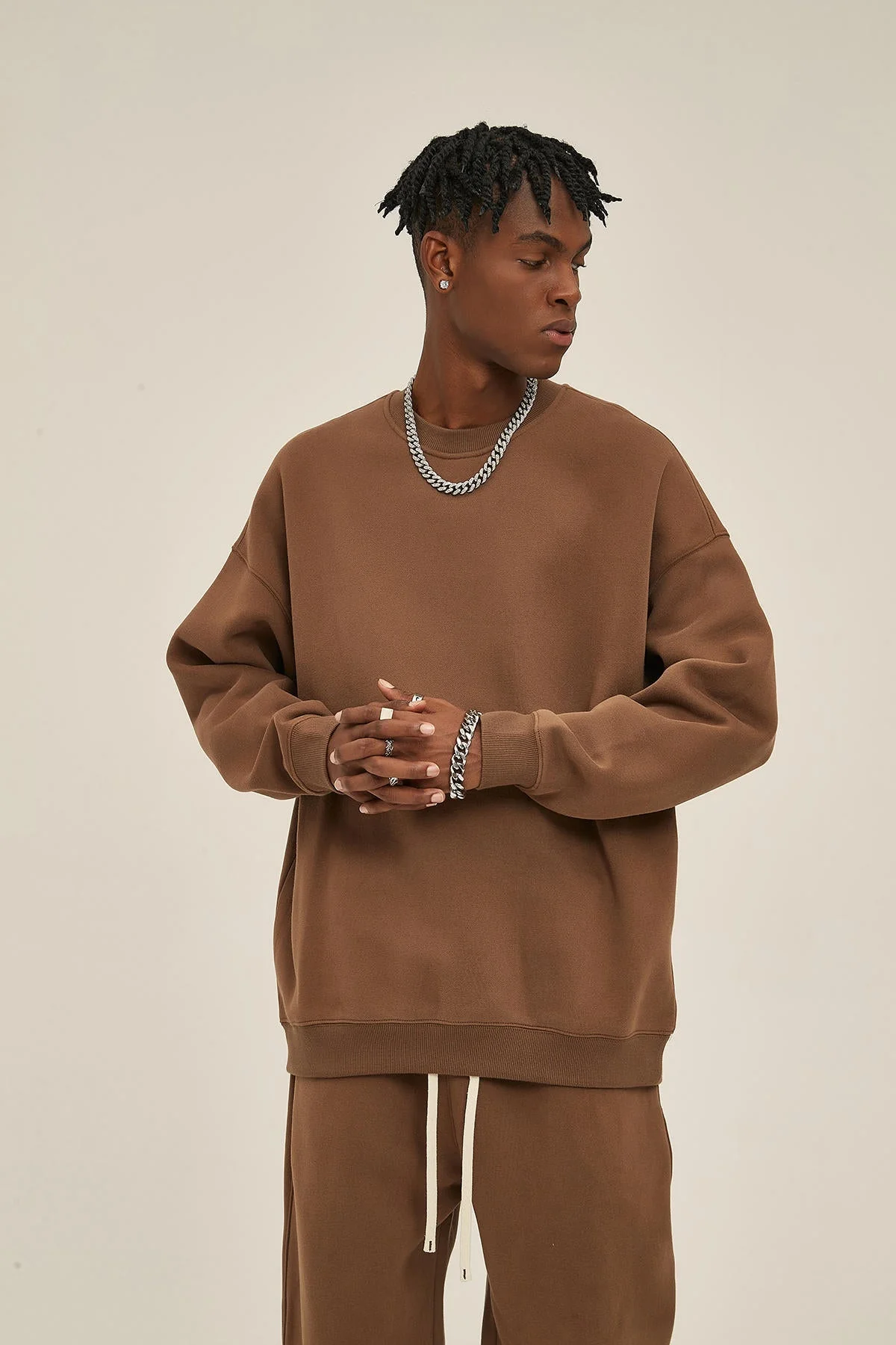 Fleece Men Brown Sweatshirt