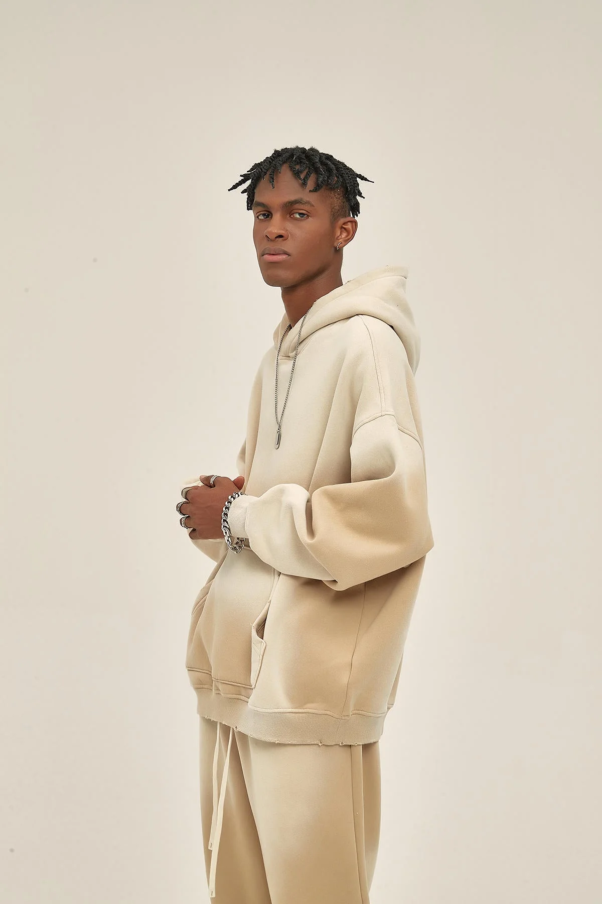 Alternative view of Tye Dyed Washed Men Beige Hoodie